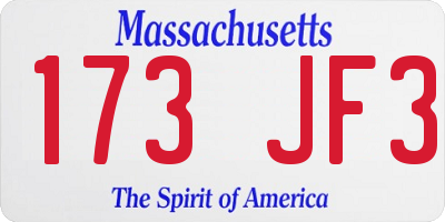 MA license plate 173JF3