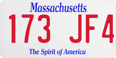 MA license plate 173JF4