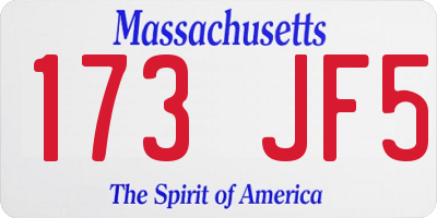 MA license plate 173JF5
