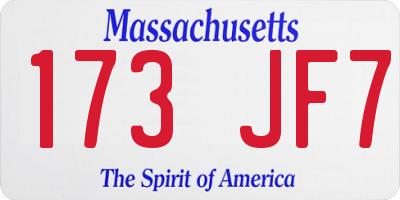 MA license plate 173JF7
