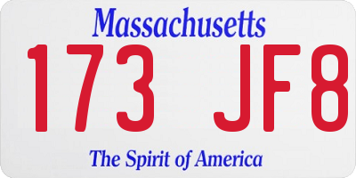 MA license plate 173JF8