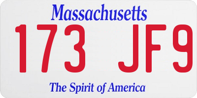 MA license plate 173JF9