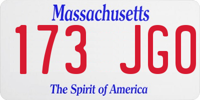 MA license plate 173JG0
