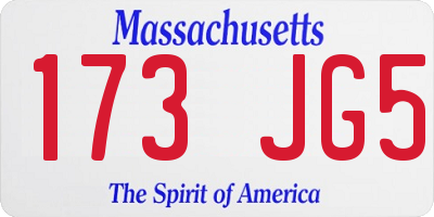 MA license plate 173JG5