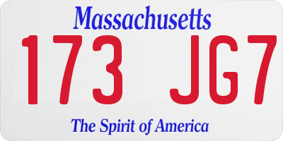 MA license plate 173JG7