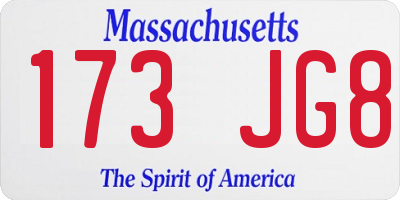 MA license plate 173JG8