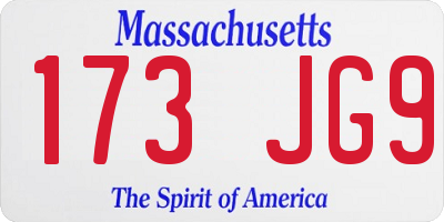 MA license plate 173JG9
