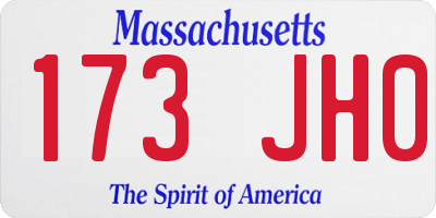 MA license plate 173JH0