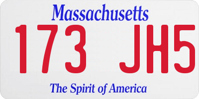 MA license plate 173JH5