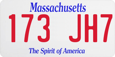 MA license plate 173JH7