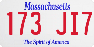 MA license plate 173JI7