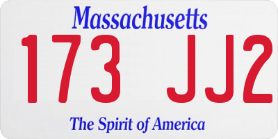 MA license plate 173JJ2
