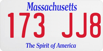 MA license plate 173JJ8