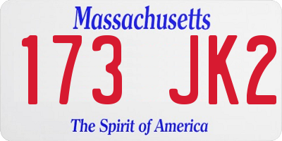 MA license plate 173JK2