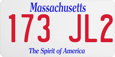 MA license plate 173JL2