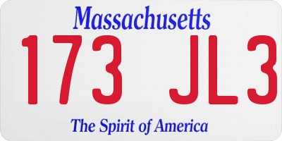 MA license plate 173JL3