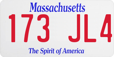 MA license plate 173JL4