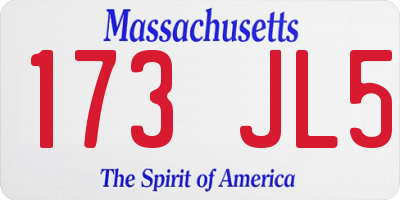 MA license plate 173JL5