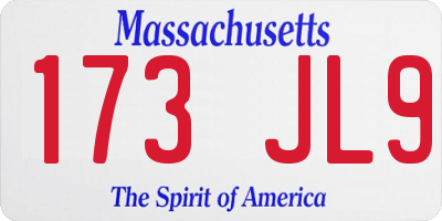 MA license plate 173JL9