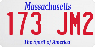 MA license plate 173JM2