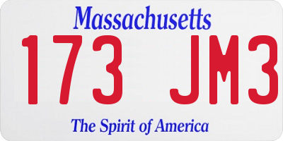 MA license plate 173JM3