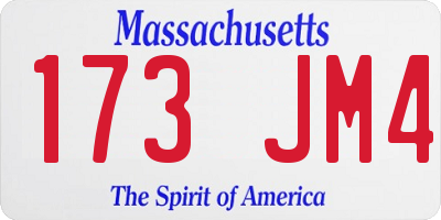 MA license plate 173JM4