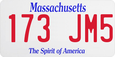 MA license plate 173JM5
