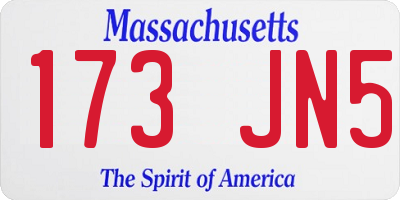 MA license plate 173JN5