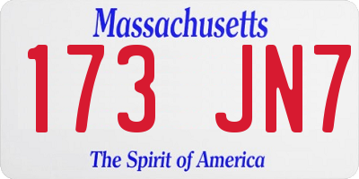 MA license plate 173JN7