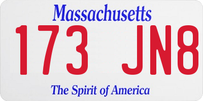 MA license plate 173JN8