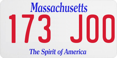 MA license plate 173JO0