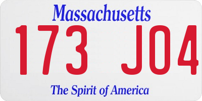 MA license plate 173JO4