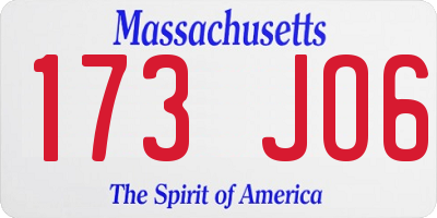 MA license plate 173JO6