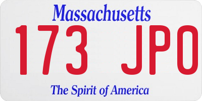 MA license plate 173JP0