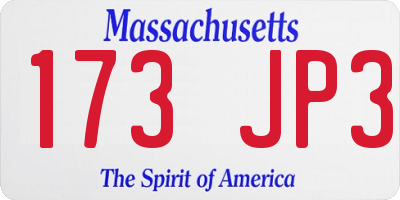 MA license plate 173JP3