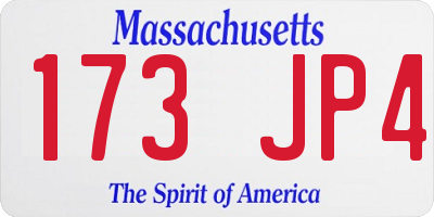 MA license plate 173JP4