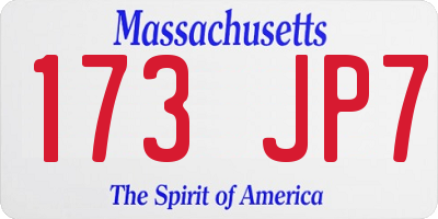 MA license plate 173JP7