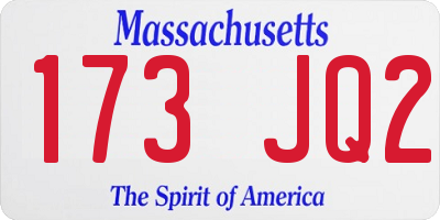 MA license plate 173JQ2