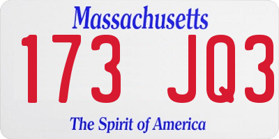 MA license plate 173JQ3