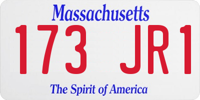 MA license plate 173JR1