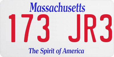 MA license plate 173JR3