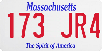 MA license plate 173JR4