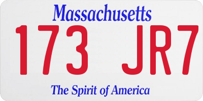 MA license plate 173JR7