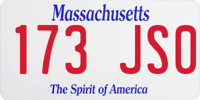 MA license plate 173JS0