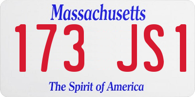 MA license plate 173JS1