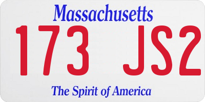MA license plate 173JS2