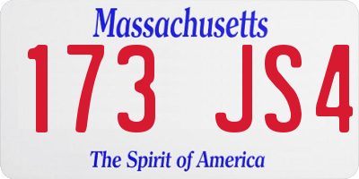 MA license plate 173JS4