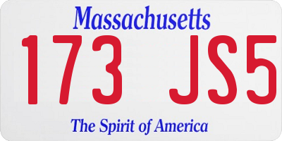 MA license plate 173JS5