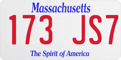 MA license plate 173JS7