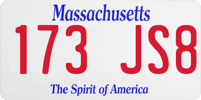 MA license plate 173JS8